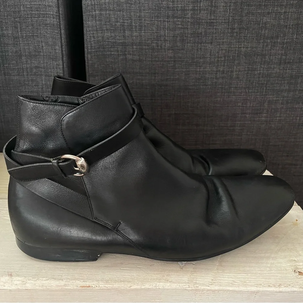 GUCCI MEN'S ANKLE BOOT WITH BUCKLE BLACK NOIR Size 9.5 D